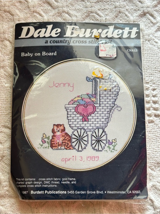 Dale Burdett Other - Dale Burdett "Baby on Board" Cross Stitch Kit - CK632 - 1987 Sealed